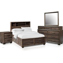 dakota dark brown  pc queen storage bedroom   