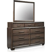 dakota dark brown dresser & mirror   