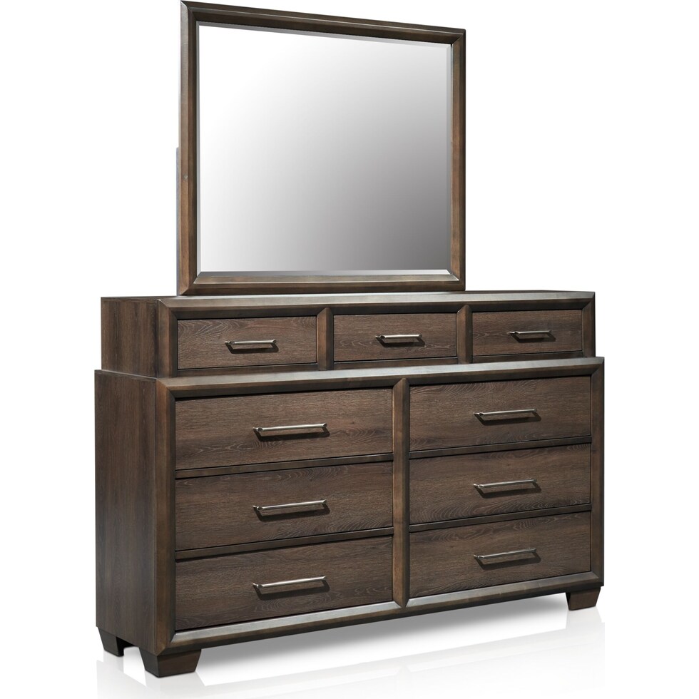 dakota dark brown dresser & mirror   