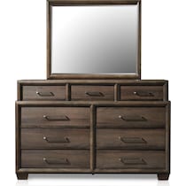dakota dark brown dresser & mirror   
