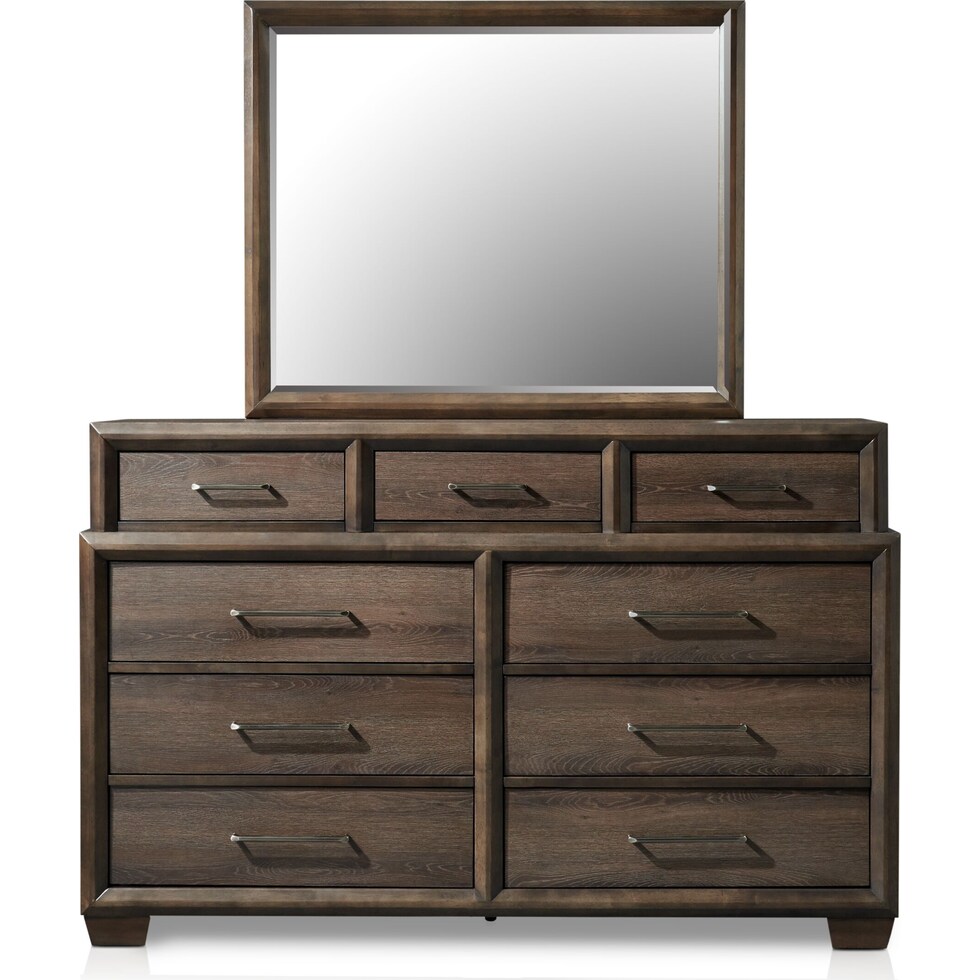 dakota dark brown dresser & mirror   