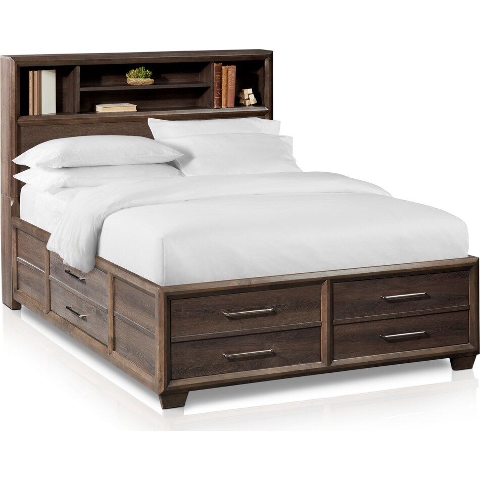 dakota dark brown king storage bed   