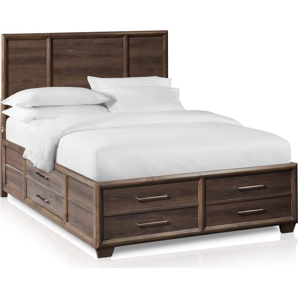 dakota dark brown queen storage bed   