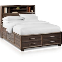 dakota dark brown queen storage bed   
