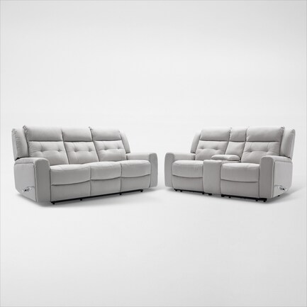 Damen Manual Reclining Gliding Sofa and Loveseat - Light Gray