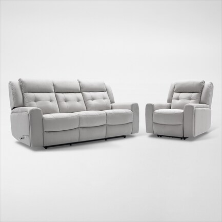Damen Manual Reclining Gliding Sofa and Recliner - Light Gray
