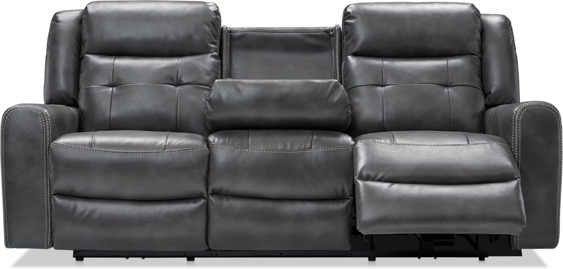 Damen Dual Power Reclining Sofa With Drop Down Table Value City Furniture   Damen Gray Power Reclining Sofa 2961733 1811855 