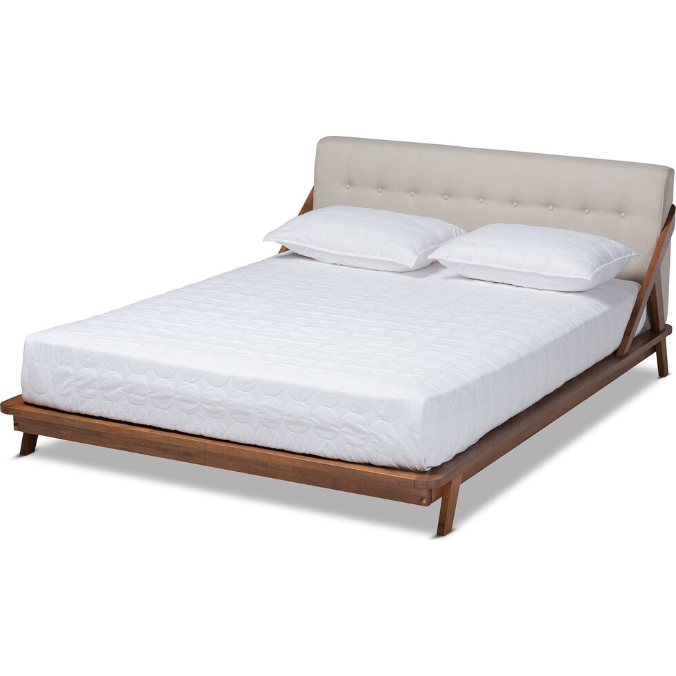 damini beige walnut queen bed   
