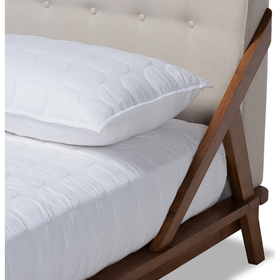 damini beige walnut queen bed   