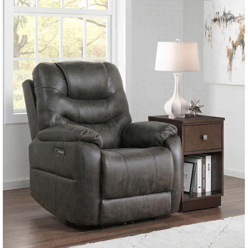 daniels dark brown power recliner   