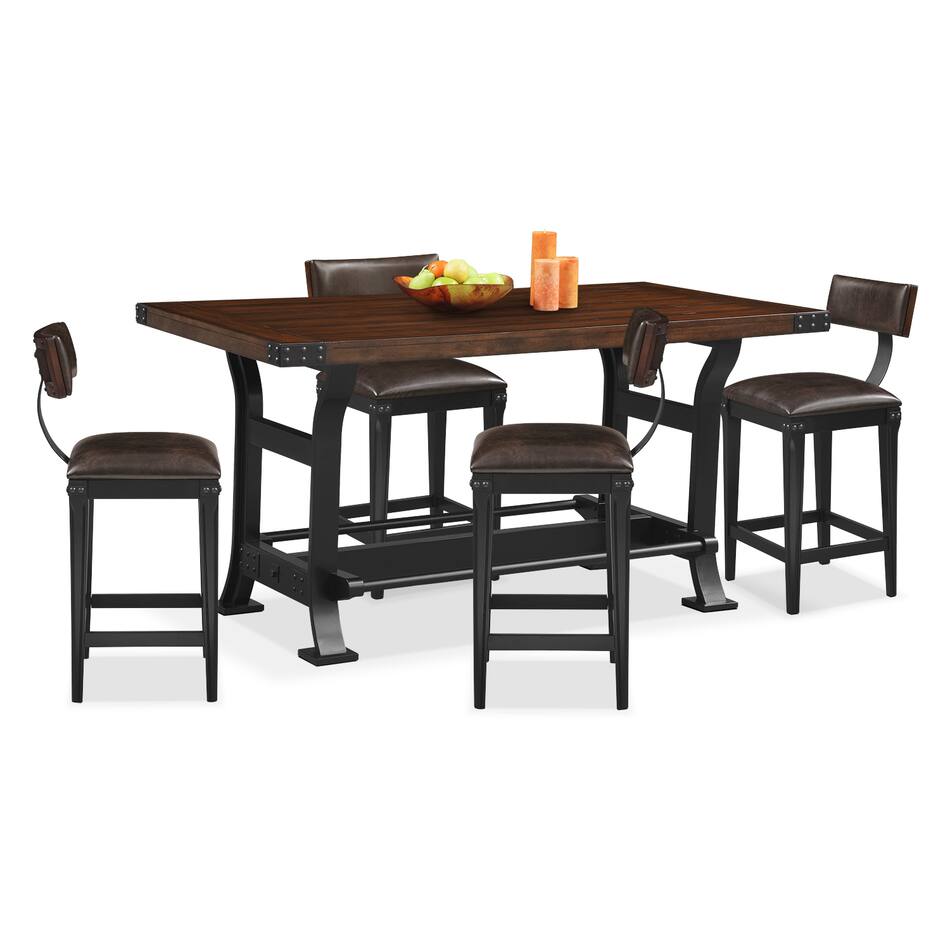 Newcastle CounterHeight Dining Table and 4 Stools Mahogany Value City Furniture