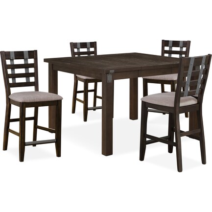 Hampton Counter-Height Dining Table and 4 Stools - Cocoa