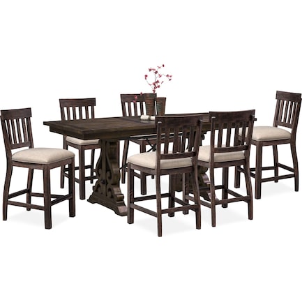 Charthouse Counter-Height Extendable Dining Table and 6 Stools - Charcoal