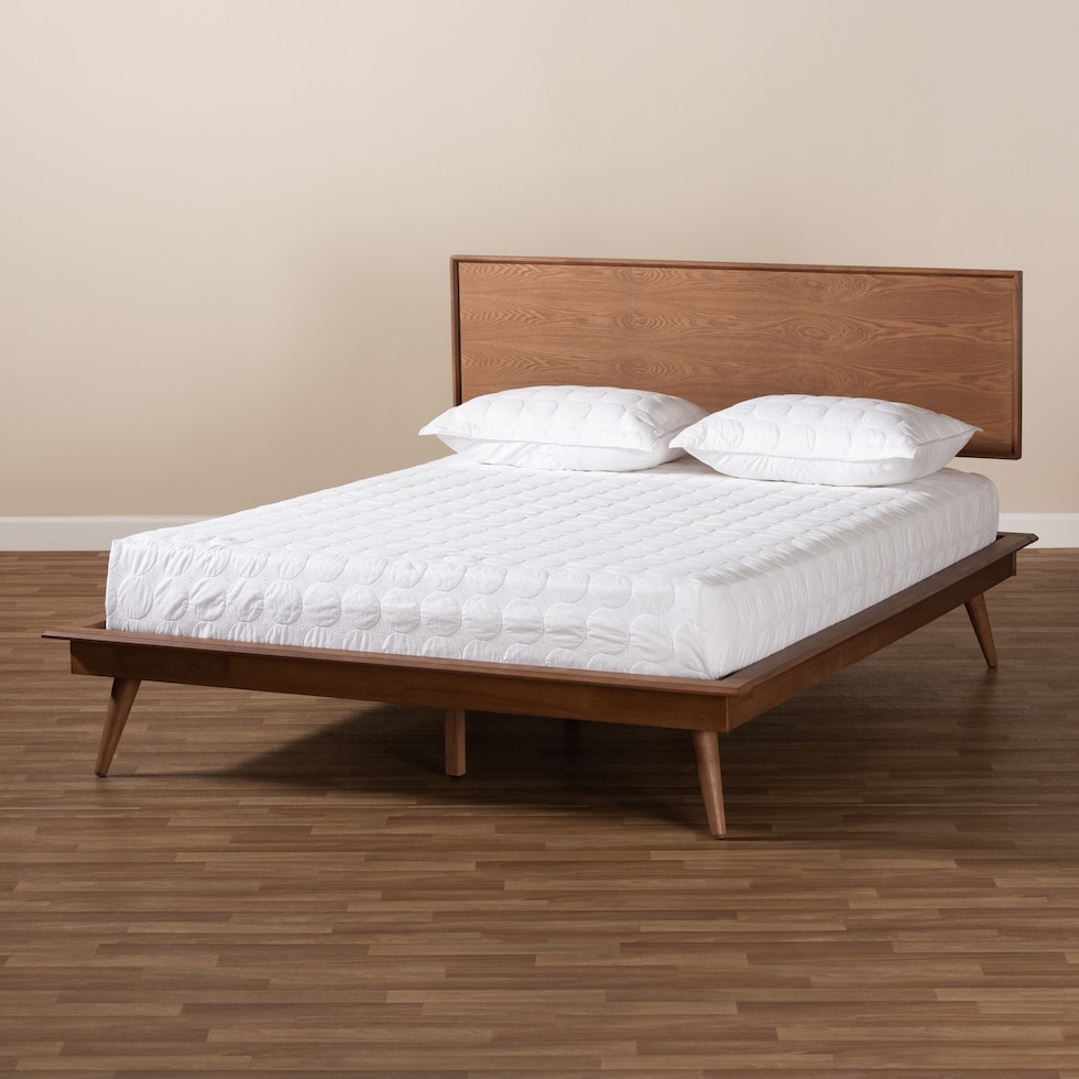 dark brown queen bed   