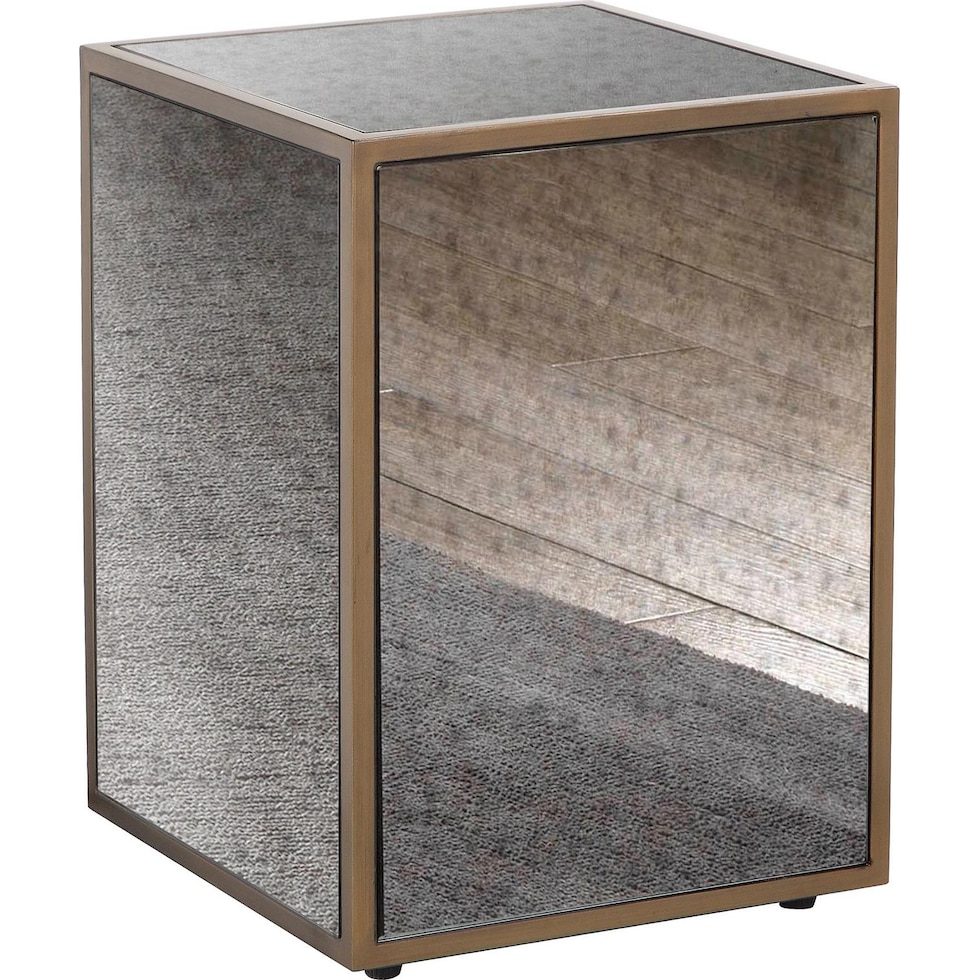 darren mirrored end table   