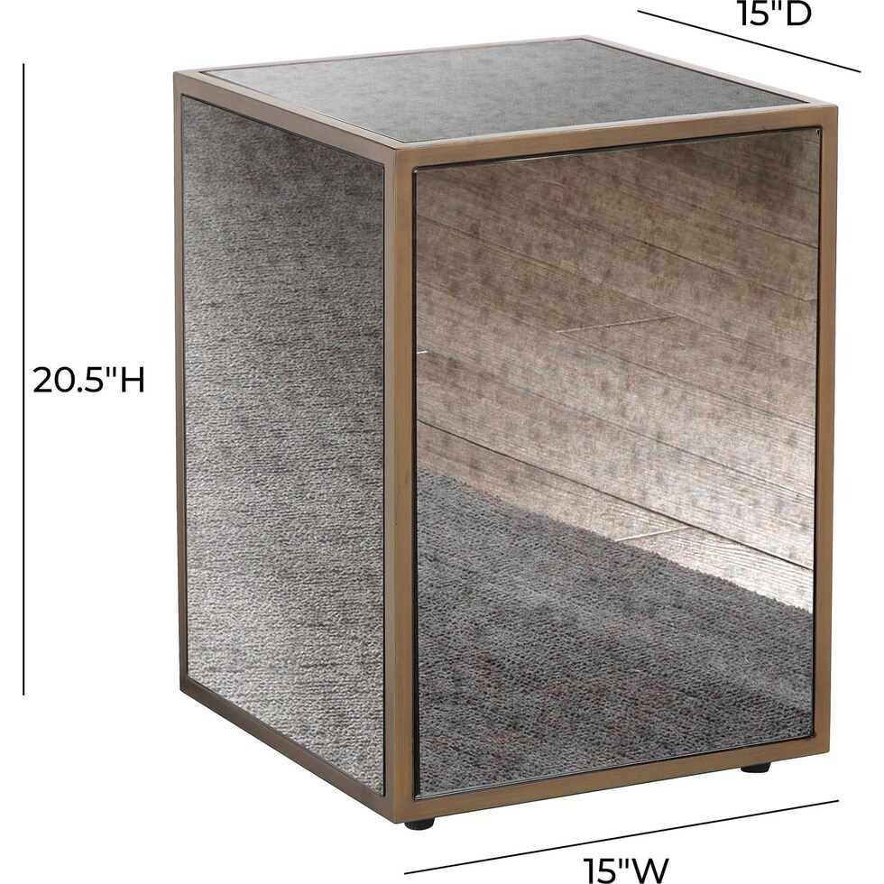 darren mirrored end table   