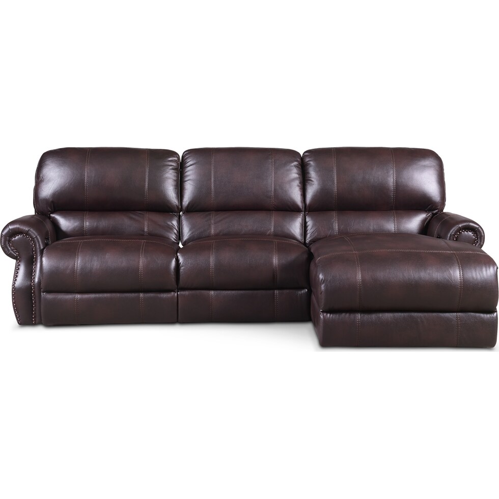 dartmouth burgundy dark brown  pc power reclining sectional   