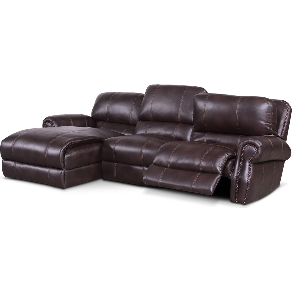 dartmouth burgundy dark brown  pc power reclining sectional   