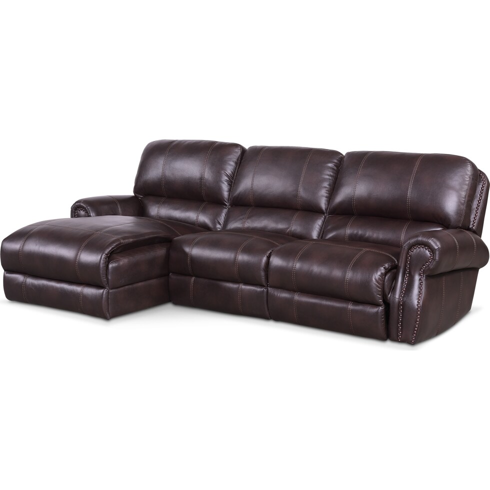 dartmouth burgundy dark brown  pc power reclining sectional   