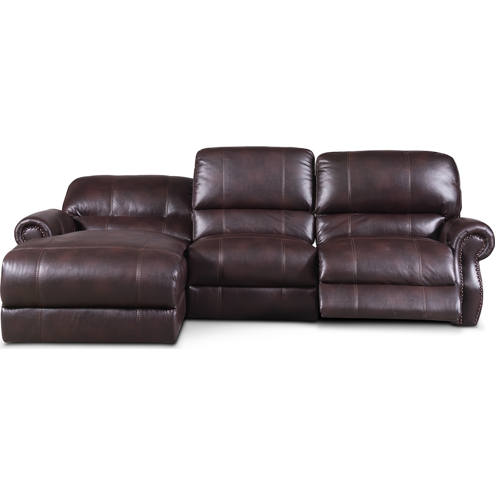 dartmouth burgundy dark brown  pc power reclining sectional   