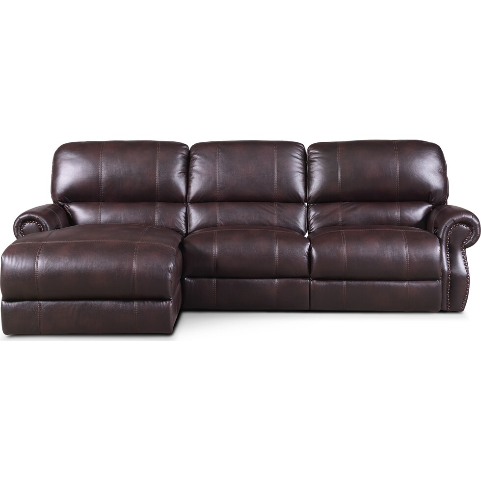 dartmouth burgundy dark brown  pc power reclining sectional   