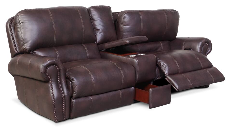 Dartmouth 3Piece DualPower Reclining Sofa with Console Burgundy