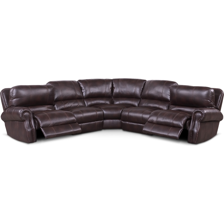 dartmouth burgundy dark brown  pc power reclining sectional   