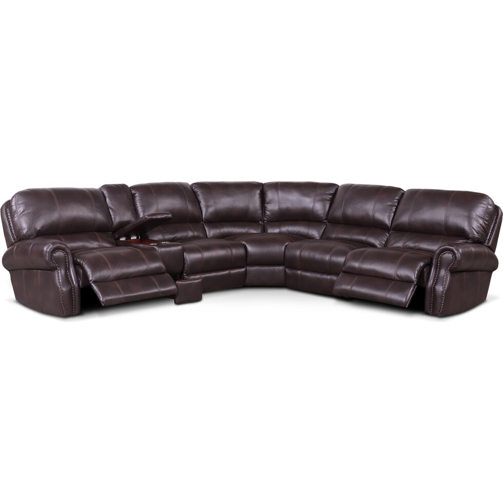dartmouth burgundy dark brown  pc power reclining sectional   