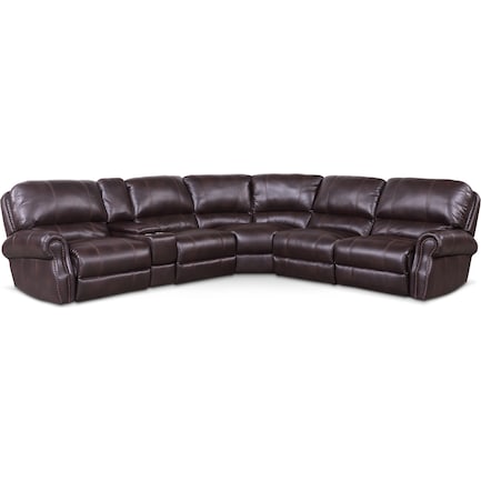 Dartmouth 6-Piece Dual-Power Reclining Sectional with 2 Reclining Seats - Burgundy