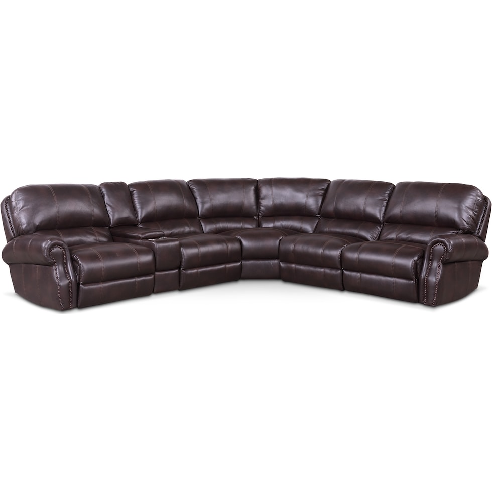 dartmouth burgundy dark brown  pc power reclining sectional   