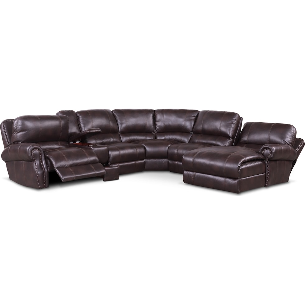 dartmouth burgundy dark brown power reclining sectional   