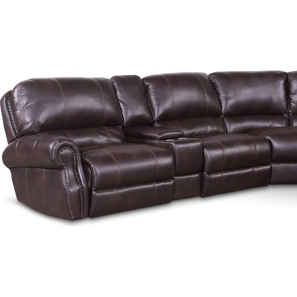 dartmouth burgundy dark brown power reclining sectional   