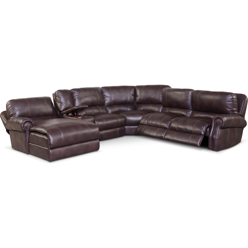 dartmouth burgundy dark brown power reclining sectional   