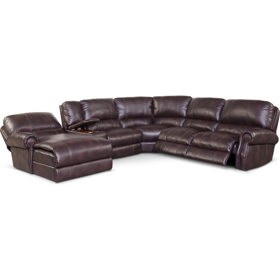 dartmouth burgundy dark brown power reclining sectional   