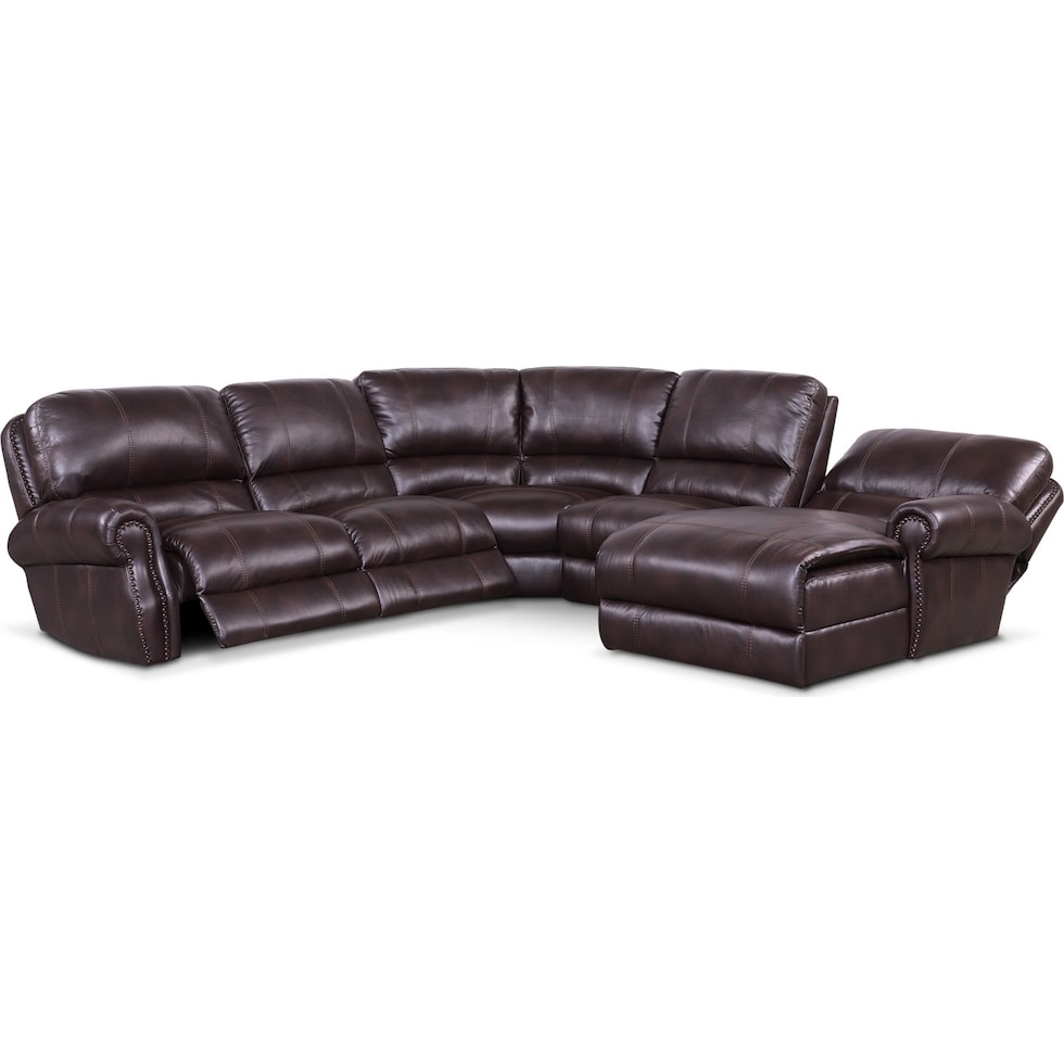 dartmouth burgundy dark brown power reclining sectional   