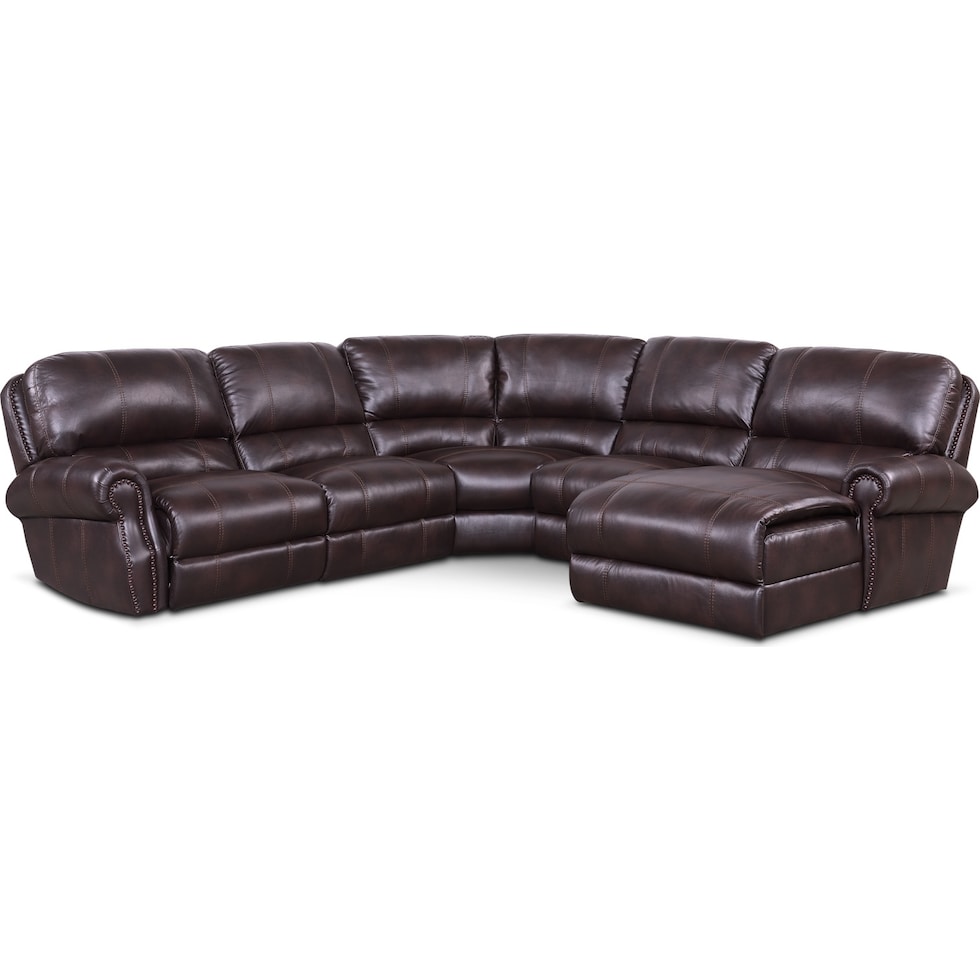 dartmouth burgundy dark brown power reclining sectional   