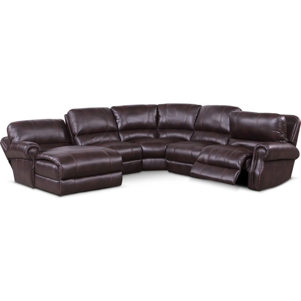 dartmouth burgundy dark brown power reclining sectional   