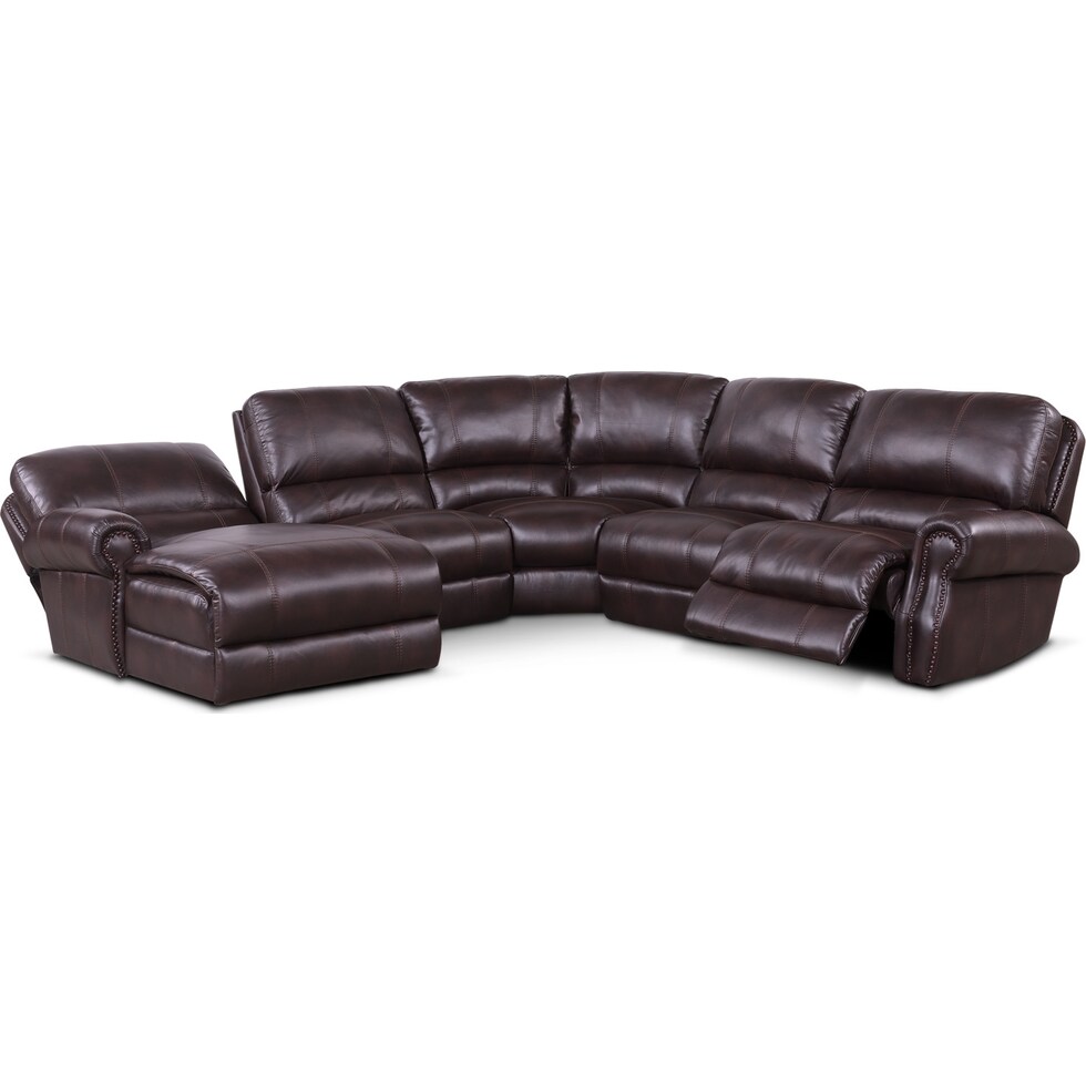 dartmouth burgundy dark brown power reclining sectional   