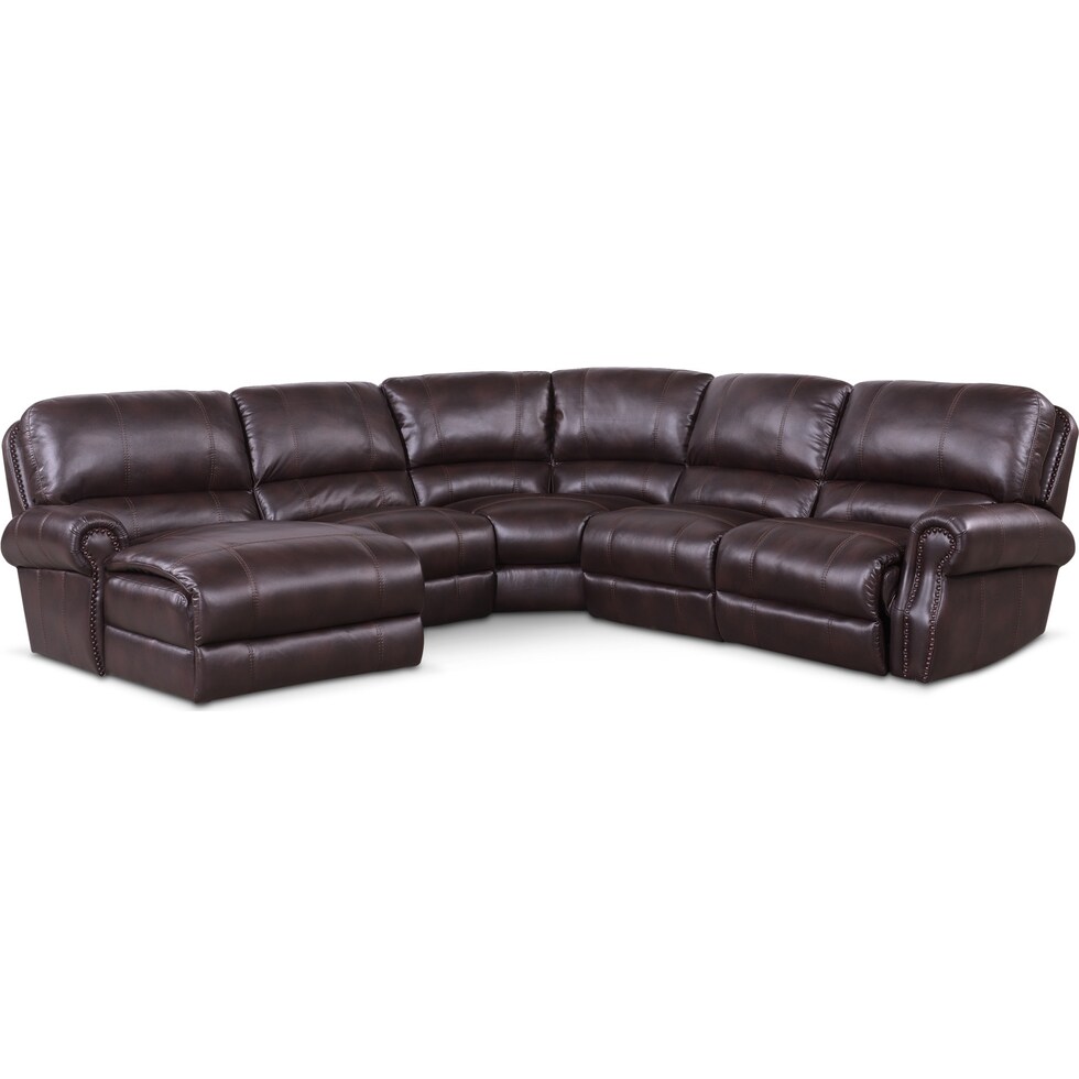 dartmouth burgundy dark brown power reclining sectional   