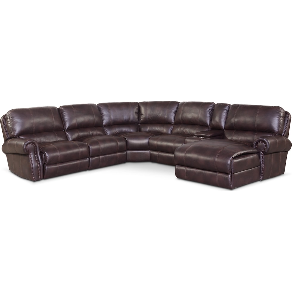 dartmouth burgundy dark brown power reclining sectional   