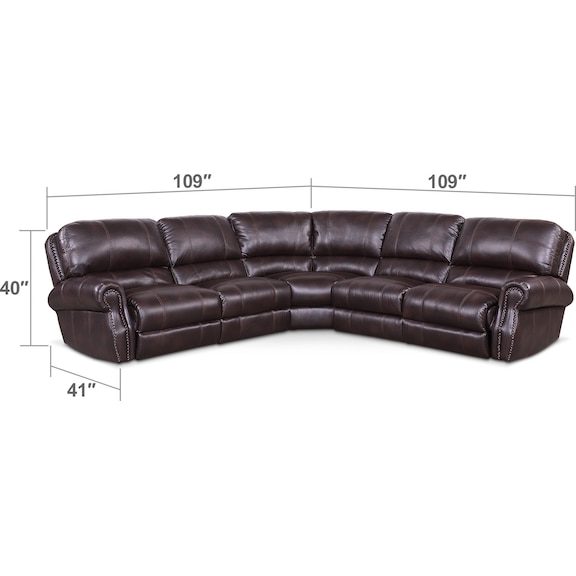 Living Room Furniture - Dartmouth 5-Piece Dual-Power Reclining Sectional with 3 Reclining Seats