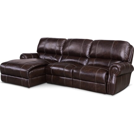 Dartmouth 3-Piece Power Reclining Sectional with Left-Facing Chaise and 1 Reclining Seat - Chocolate