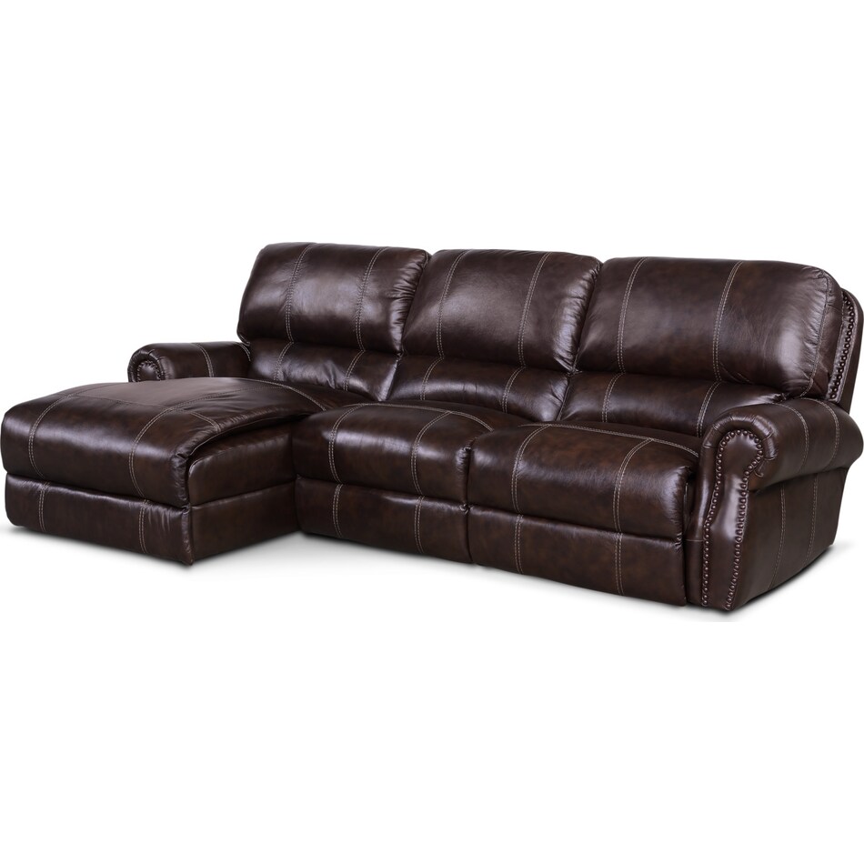 dartmouth chocolate dark brown  pc power reclining sectional   
