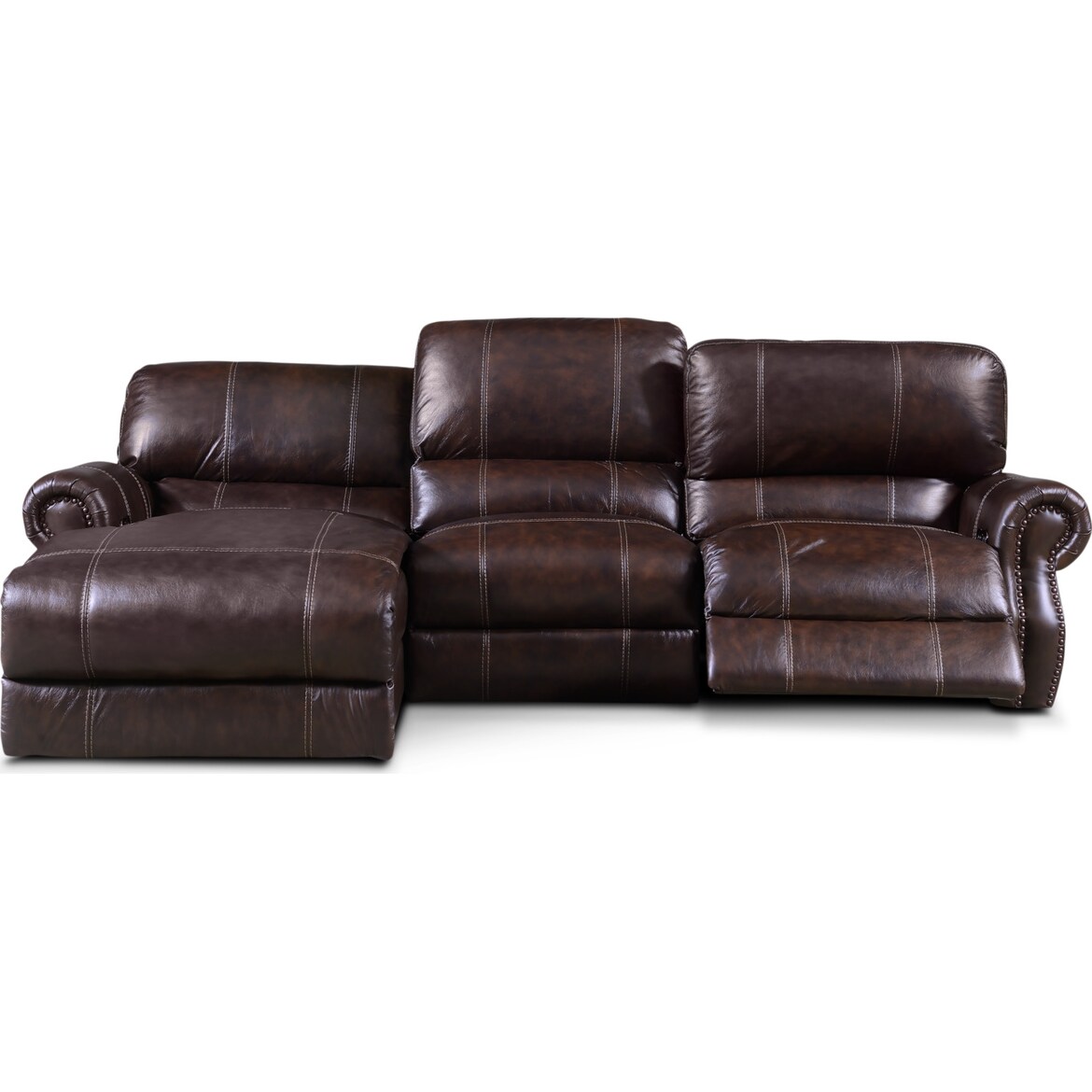 Dartmouth 3Piece DualPower Reclining Sectional with Chaise and 1