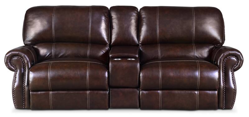 Dartmouth 3 Piece Dual Power Reclining Sofa with Console Chocolate