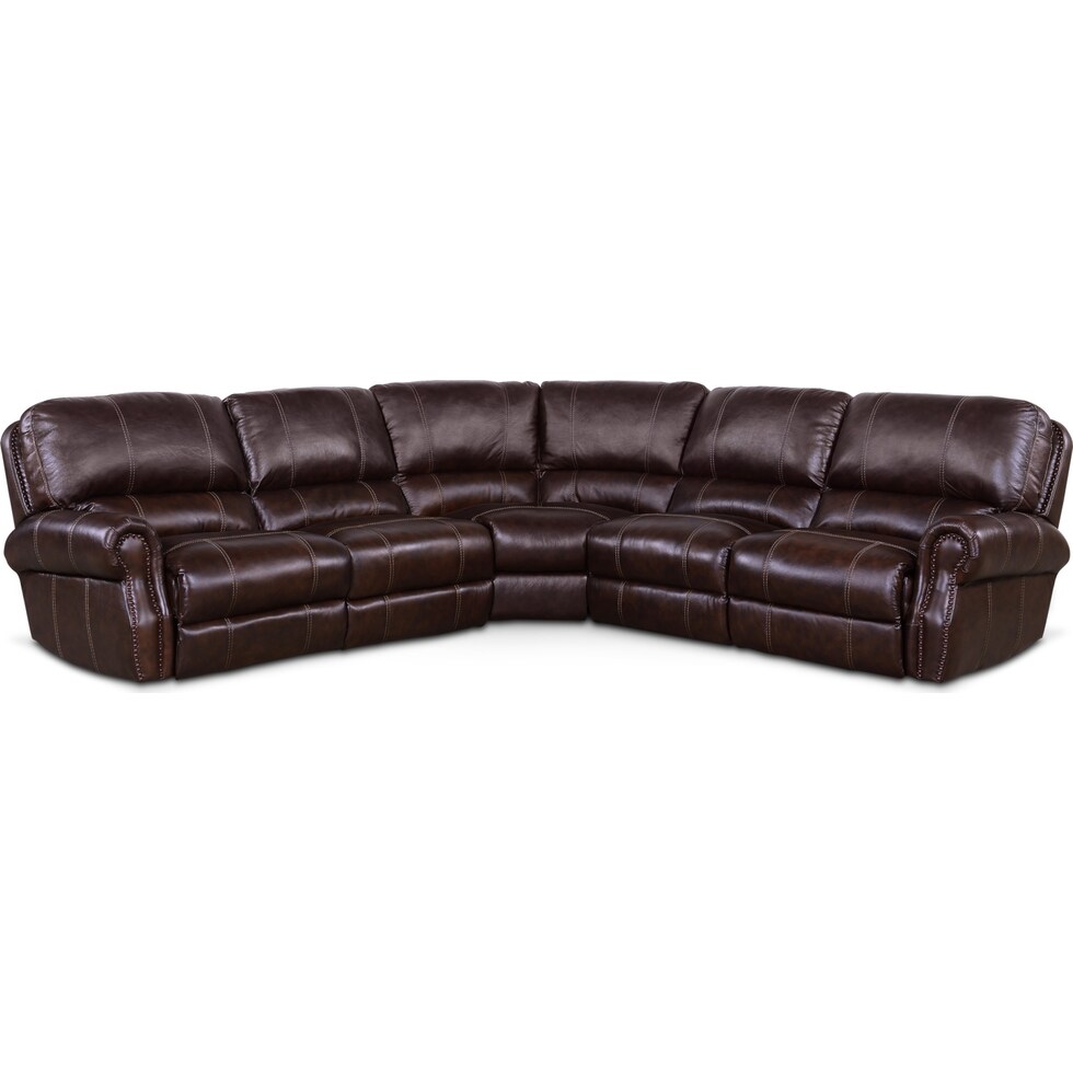 dartmouth chocolate dark brown  pc power reclining sectional   