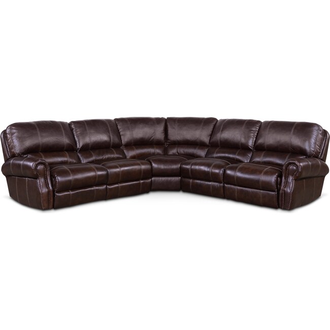 Living Room Furniture - Dartmouth 5-Piece Dual-Power Reclining Sectional with 2 Reclining Seats