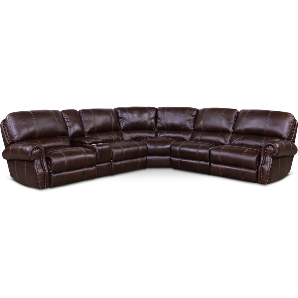 dartmouth chocolate dark brown  pc power reclining sectional   