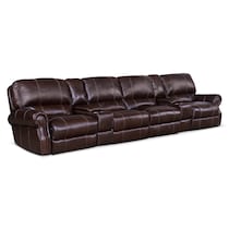 dartmouth chocolate dark brown power home theater sectional   