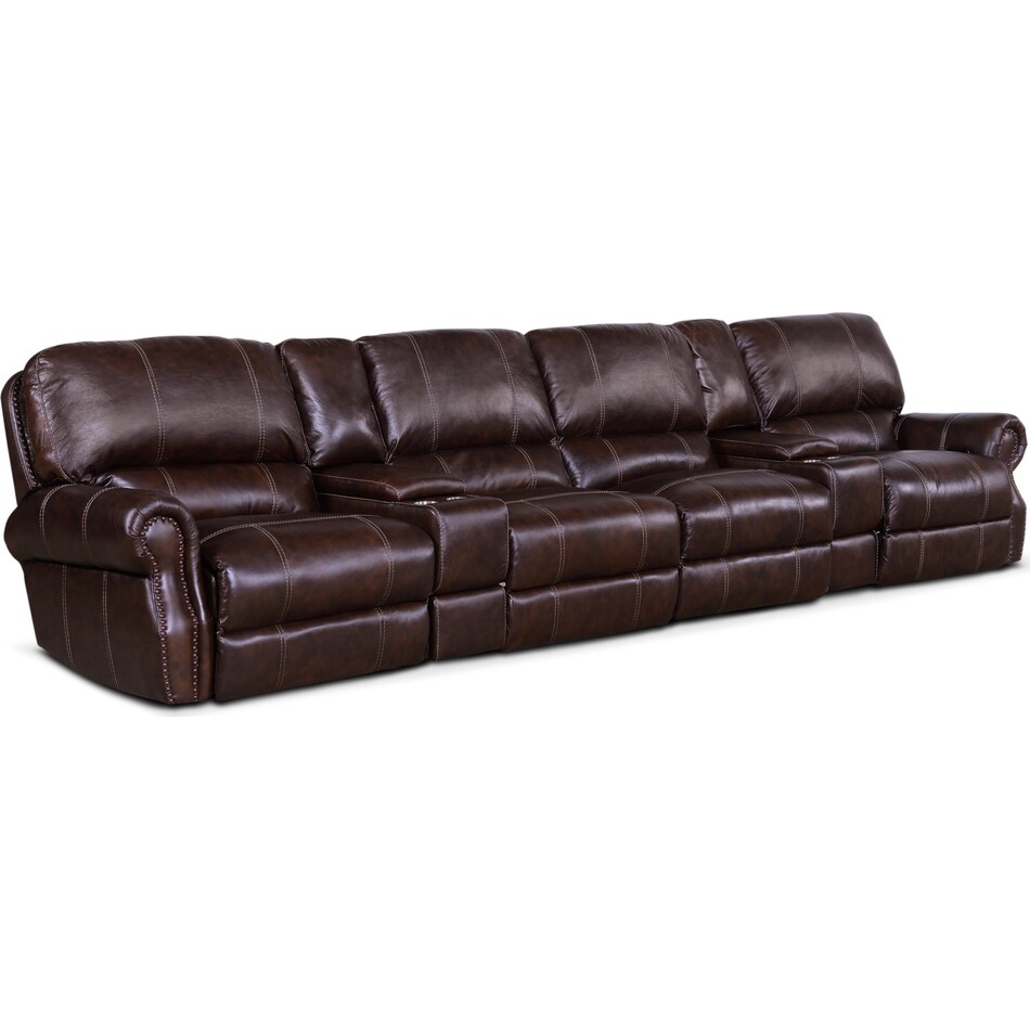 dartmouth chocolate dark brown power home theater sectional   